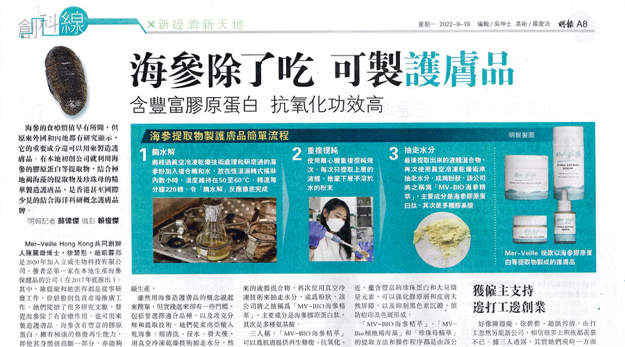 海參除了吃 可製護膚品 含豐富膠原蛋白 抗氧化功效高 ｜Mer-Veille Hong Kong